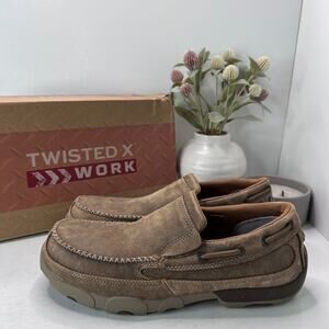 Twisted X Bomber Leather Composite Toe Driving Mocs Work Shoe Brown Men 9.5W